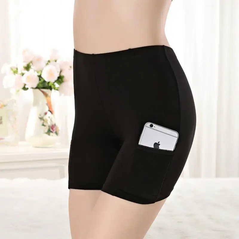 Boxer femme Women Soft Cotton Lace Seamless Safety Shorts Pants Summer Under Skirt Shorts Modal With Pockets short feminino - Цвет: Flat with pocket