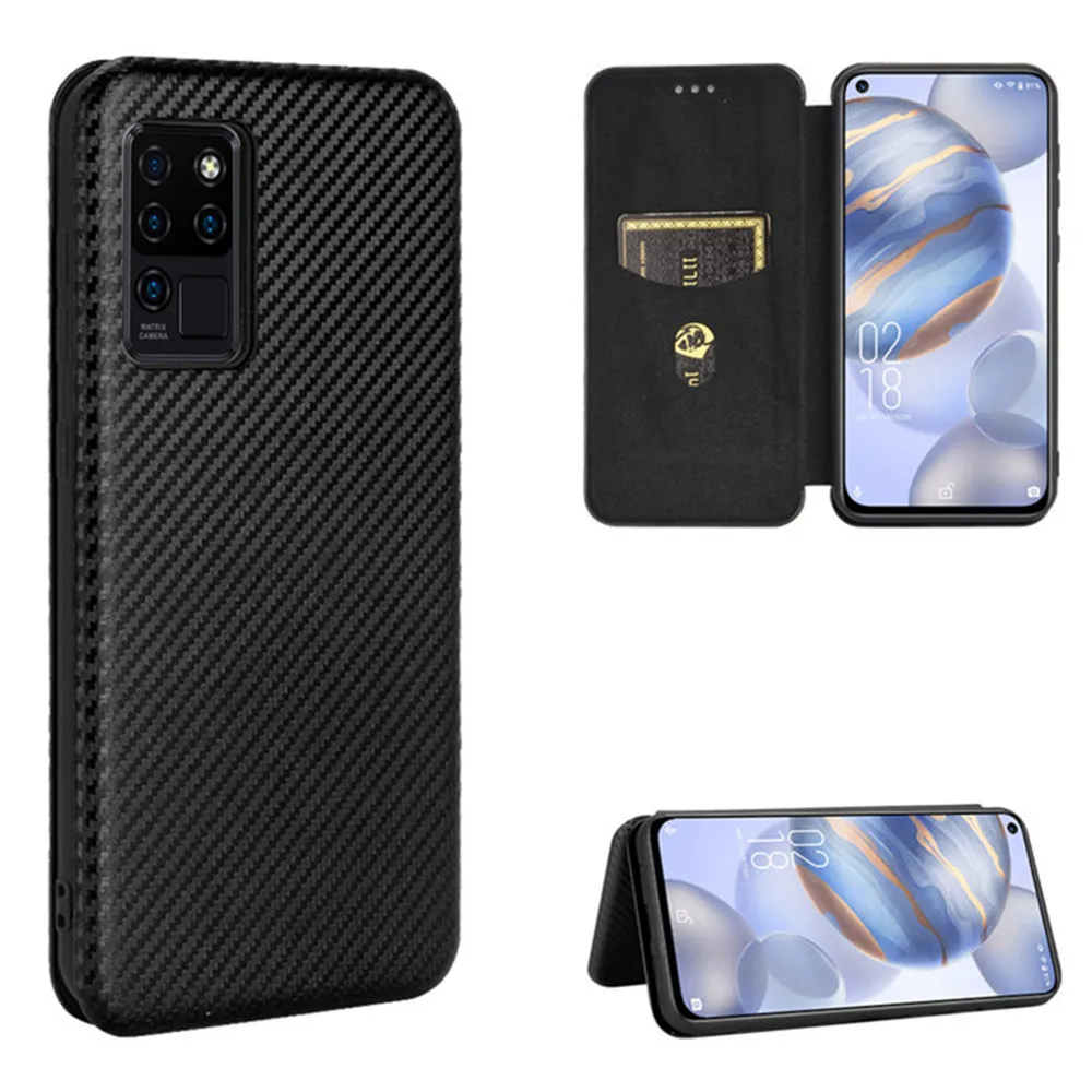 Чехол для Oukitel C21 роскошный флип-чехол из углеродного волокна магнитный