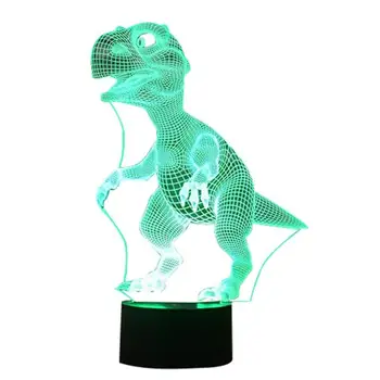 

3D Dinosaur LED Light 7 Colors Touch Control Night Lamp Kid Halloween Gift Decor Simple One-button Buttons Flicker in Turn