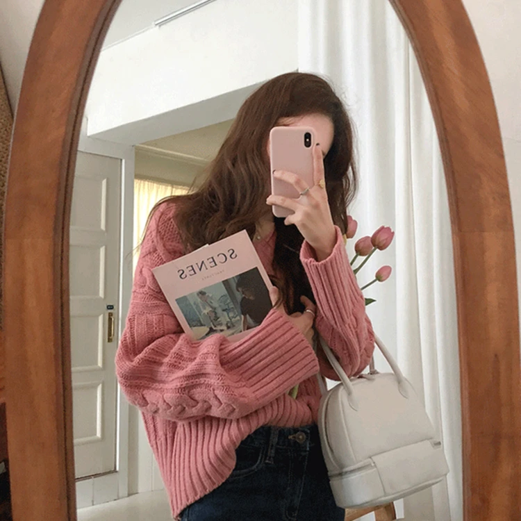 Дешево Colorfaith Новый 2019 Для женщин пуловеры; свитеры Вязание осень зима теплый однотонный корейский стиль Женская Повседневная Свободная Топы SW9081