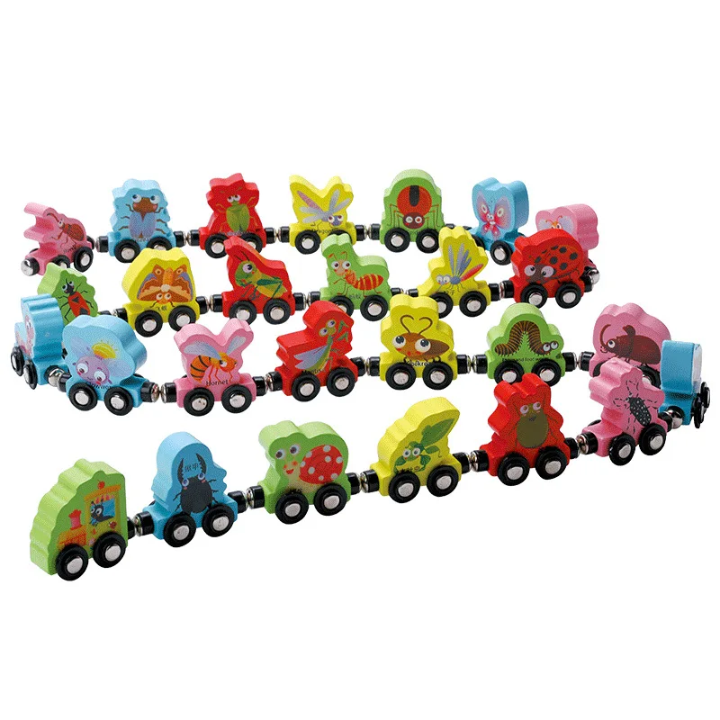 

Magnetic Small Train with Numbers Lettered Insect Animal Train Building Blocks Children'S Educational Toy