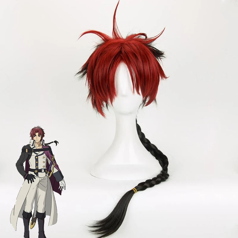 

Owari no Seraph Of The End Crowley Eusford Wig Cosplay Costume Long Red And Black Gradient Braid Synthetic hair Wig