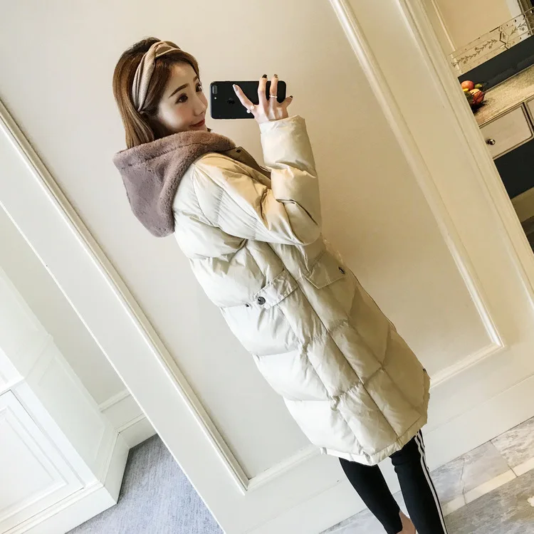 Winter New Style Korean-style Mid-length Balaclavas Dual Pocket Cotton-padded Clothes Cotton Coat Thick Cotton-padded Jacket Coa