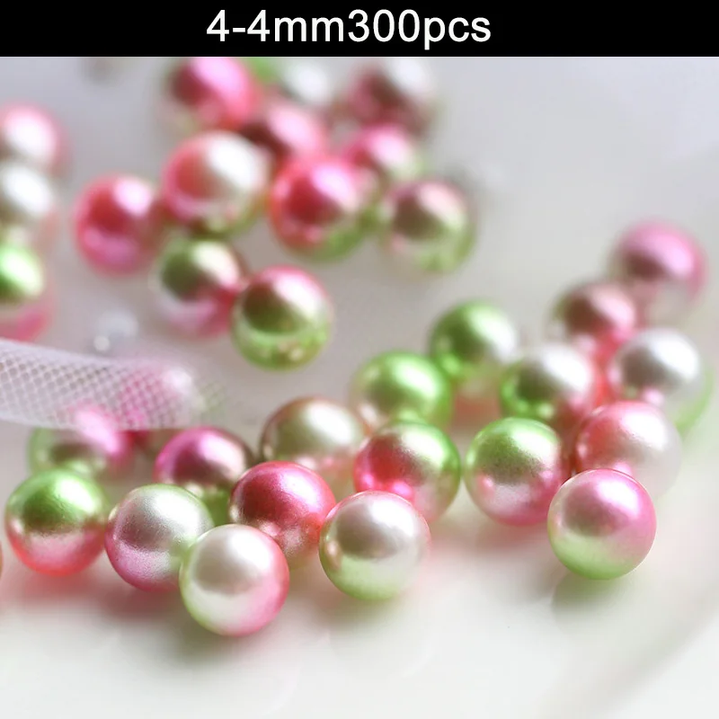 4-4mm 300pcs Смешанный Радужный цвет круглый искусственный жемчуг бусины без бусины с отверстиями Сделай Сам ремесла для женщин JS23 - Цвет: 4-4mm 300pcs