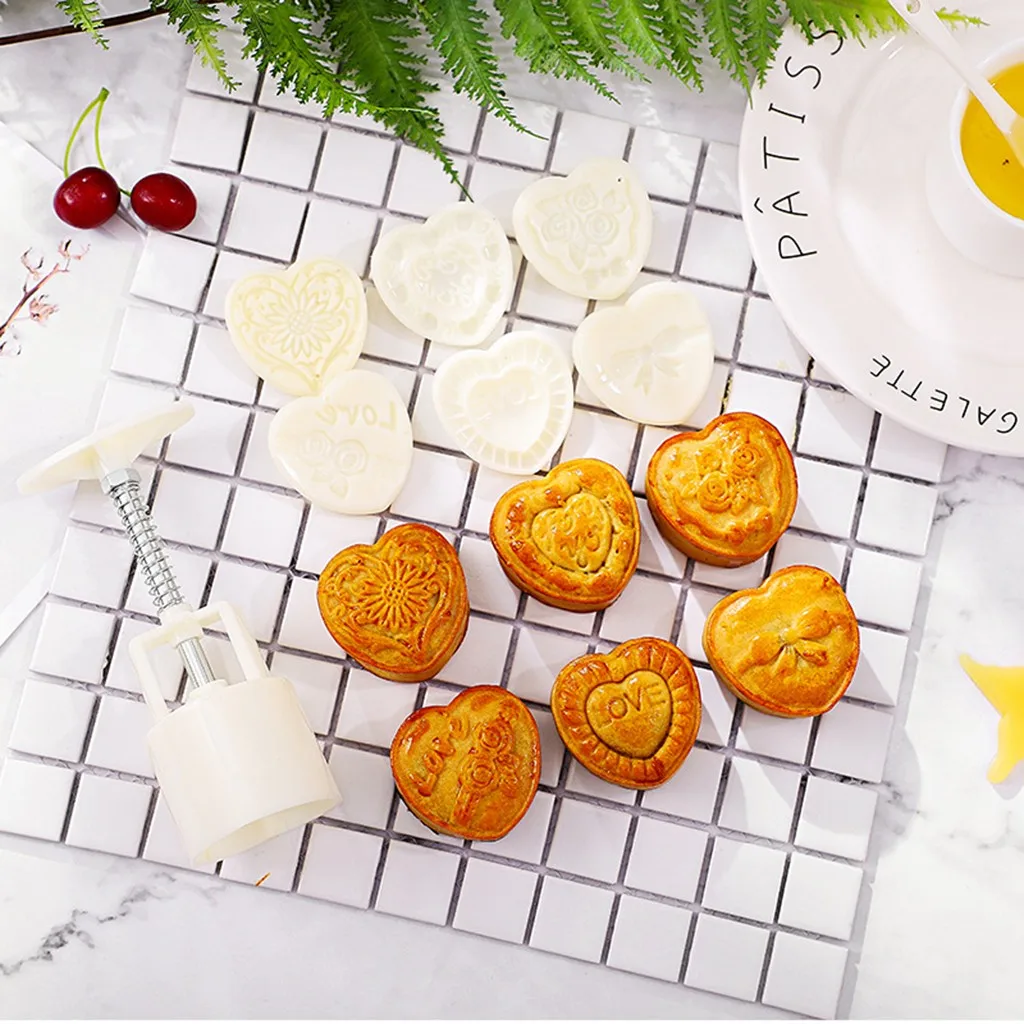 Цветы Mooncake набор форм DIY Mooncake инструменты Пластиковые Кондитерские торты плунжеры Ручной пресс форма для лунного пряника инструмент для выпечки набор форм
