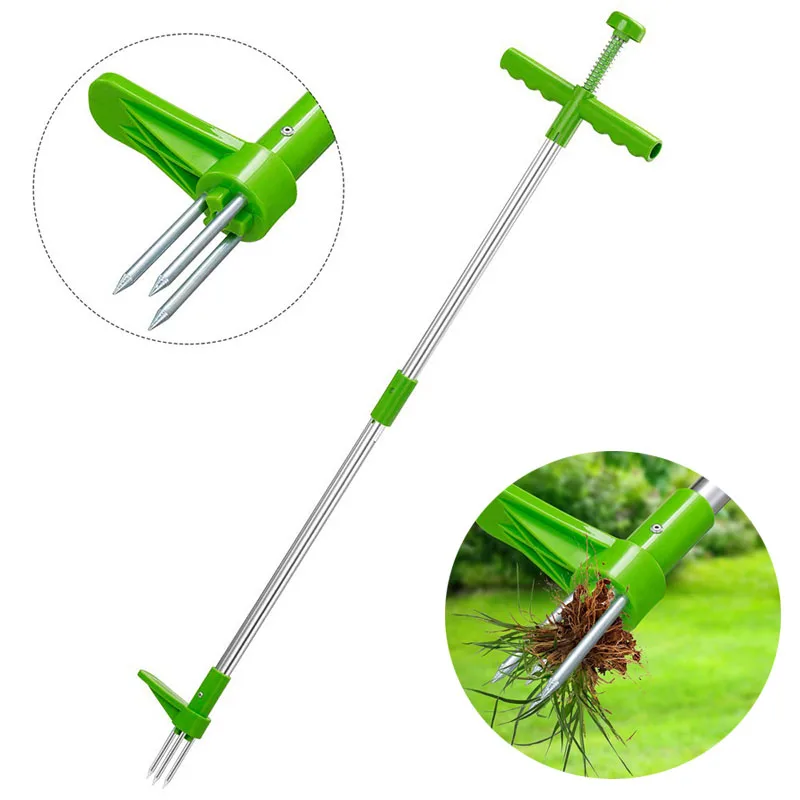ZK30 Root Remover Tool for Outdoor - Portable Manual Garden Long Handled Aluminum Lightweight Stand Up Weed Puller