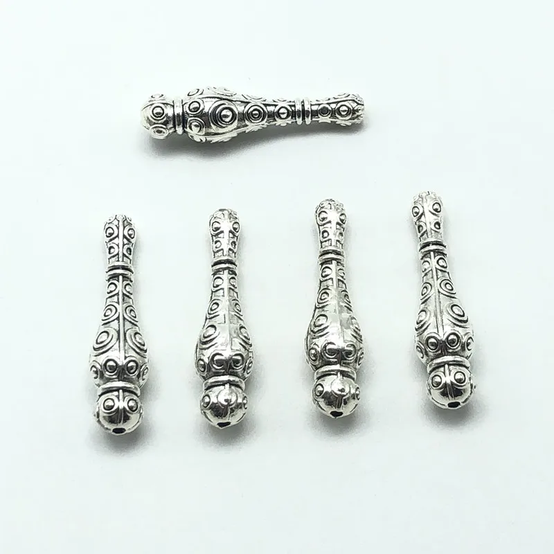 silver 10 шт. турецкие мусульманские четки бусины с нитью узор DIY ручной работы браслет ожерелье аксессуары материалы для изготовления ювелирных изделий - Цвет: silver