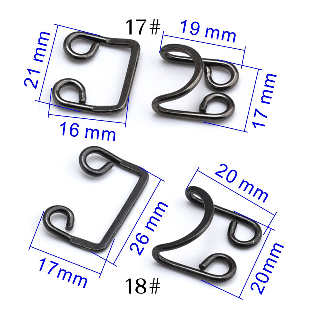 Garment Hooks 40sets/lot 17# 18# big trousers jeans pant dress hooks metal brass hook / eye nickle, black HE-026