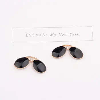 

20pcs/lot Handmade Enamel Sunglasses Charms with Rhinestone DIY Alloy Headwear Glasses Pendants Metal Jewelry Making Findings