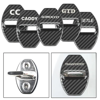 

4 Pcs/Set Car Carbon fiber pattern Door Lock Cover Cap For Volkswagen VW SCIROCCO BEETLE CC GTD EOS UP Car Styling Accessories