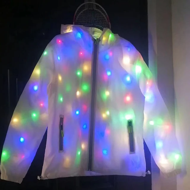 LED Lighting Coat Luminous Costume Creative Waterproof Clothes Dancing LED Lights Coat Christmas Party Clothes Pocket With Zipper