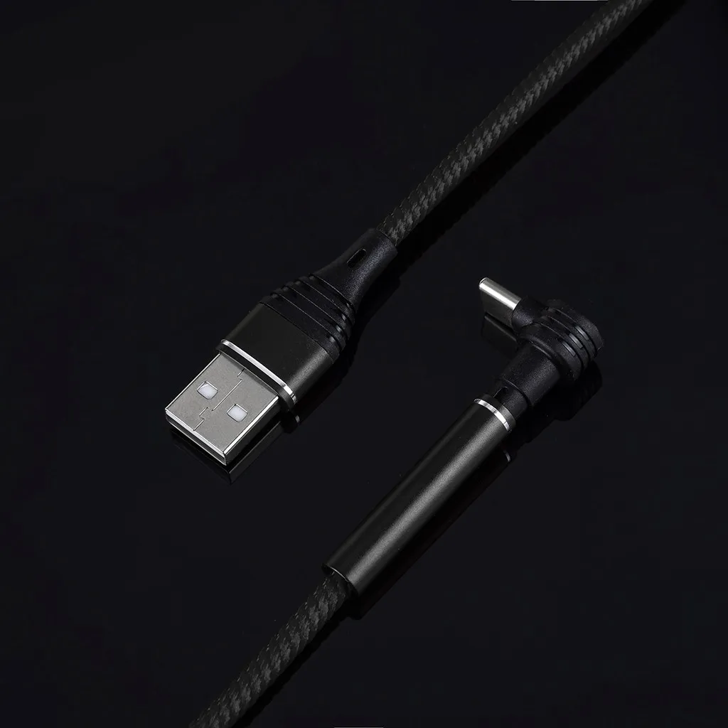 Мини-usb кабель флэш-зарядка тип-c USB телефон зарядное устройство кабель для Android нейлоновый шнур 90 градусов правый угол кабель zz6