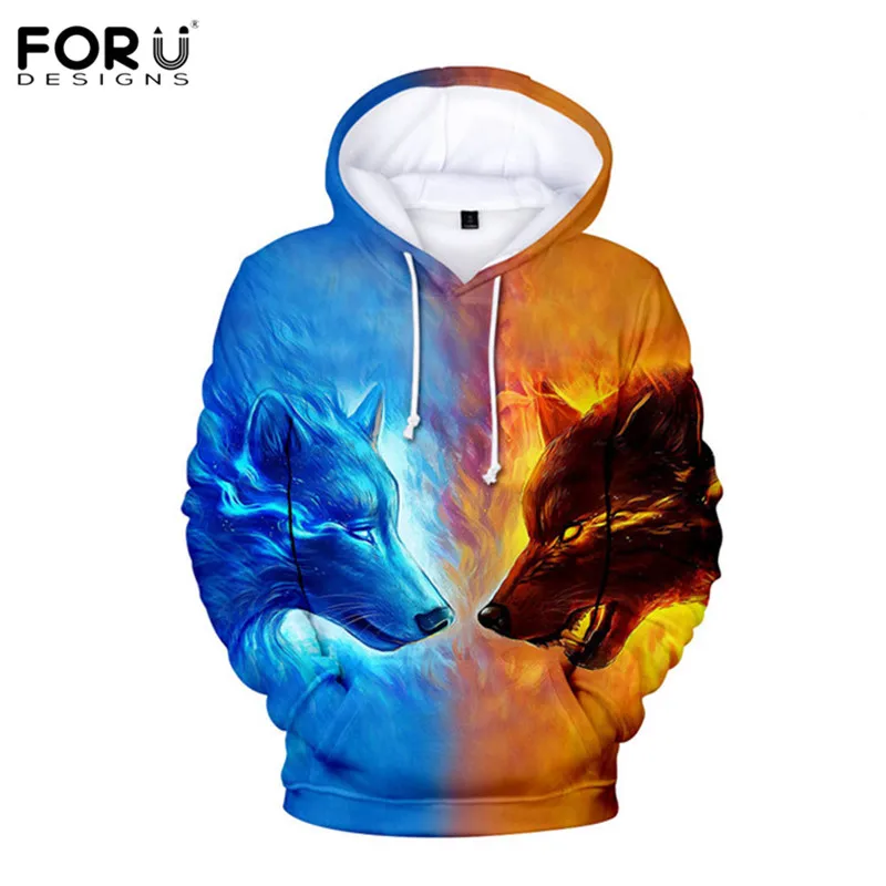 FORUDESIGNS/3D толстовки; Креативная одежда с принтом тигра и волка в стиле Харадзюку; мужской повседневный спортивный костюм; сезон осень-зима; Poleron Hombre; спортивная одежда - Цвет: Слоновая кость