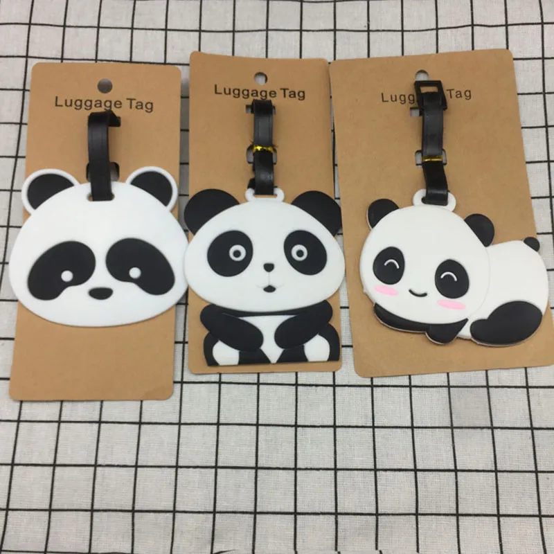 

Cartoon Panda Travel Accessories Luggage Tag Cute Silica Gel Suitcase ID Address Holder Baggage Boarding Tags Portable Label