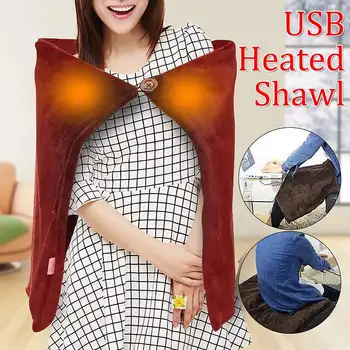 

5V 4W Electric Warming Heating Blanket Pad Shoulder Neck Mobile Heating Shawl Soft USB Ourdoor Soft Heated Shawl for Home/Car