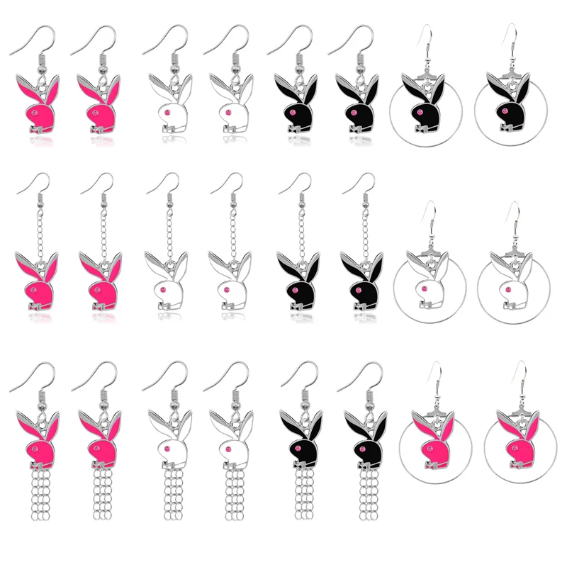 Массивные серьги с животным кроликом длинные Винтажные и кисточками