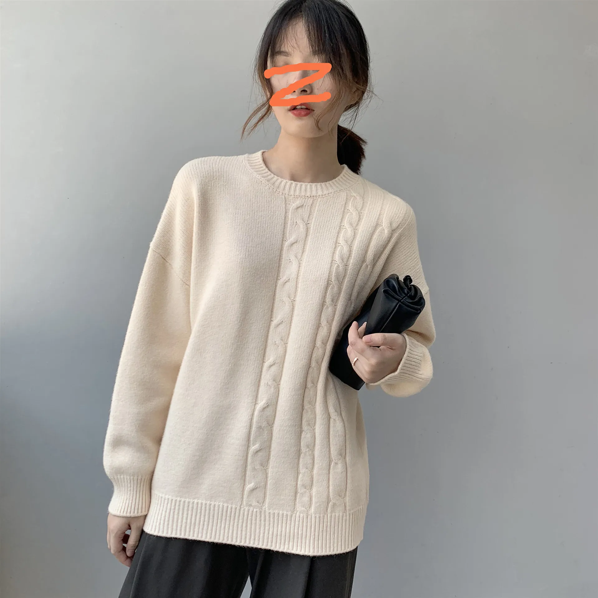 Women Winter Tops Long Sleeve Knitted Thick Sweater O-Neck Knitting Pullover Female long Sleeve Jumpers sweater top truien dames - Цвет: white