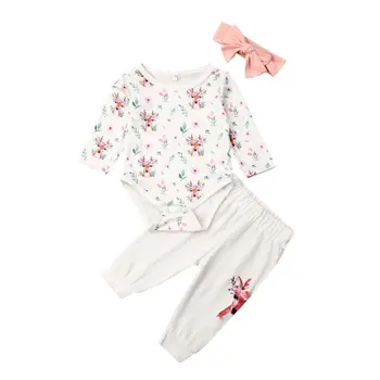 

Infant Baby Girl Clothes 2019 Christmas Kid Unisex Girl Xmas Romper Deer Top Pants Clothes /BY