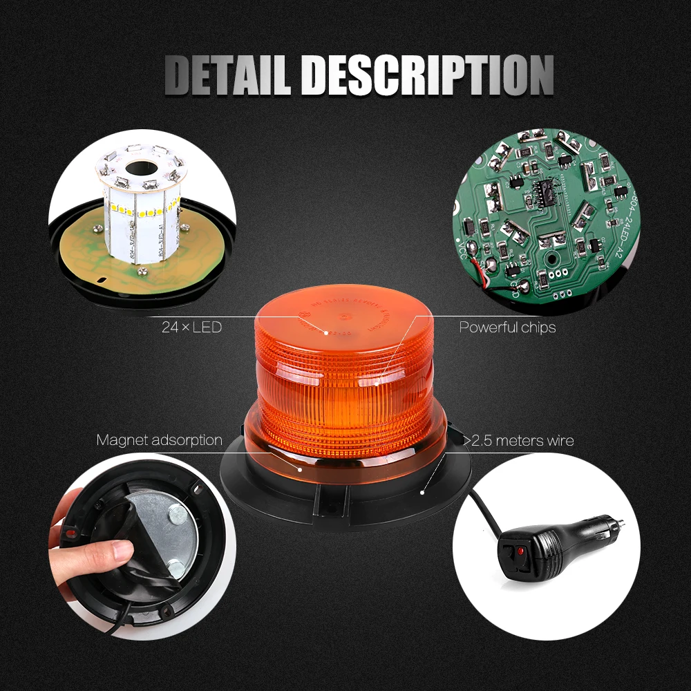 LED Rotaction Blinkende Strobe Licht Dreh Notfall Leuchtfeuer Bernstein  Warnung Alarm Lampe DC12-24V Transport Lkw Signal Mit R65 E9 - AliExpress