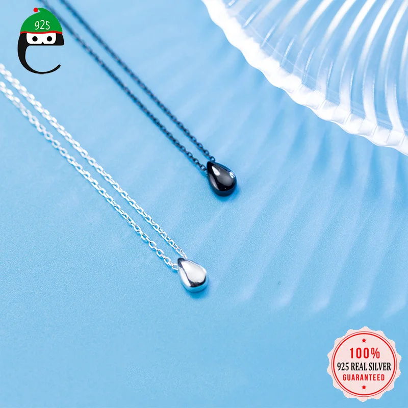 

ElfoPlataSi Authentic 100% 925 Sterling Silver Cute Water Drop Pendant Necklace For Girl Women Sterling Silver Jewelry XY898