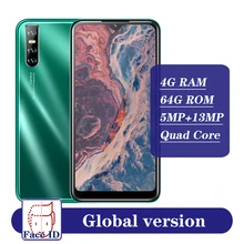 Android 5.1 MTK écran goutte d'eau Smartphones visage ID débloqué A51 Celulares 4G RAM 64G ROM Quad Core téléphone portable téléphone portable