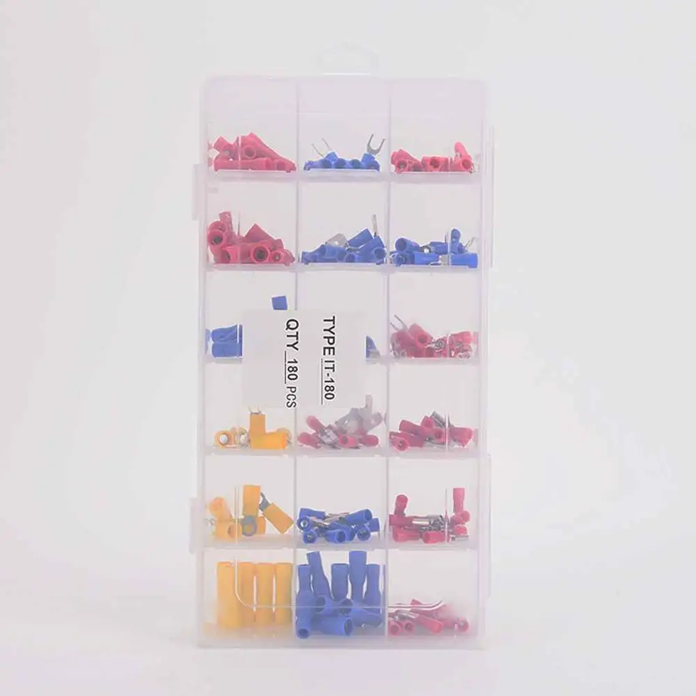 

180PCS Car Motorcycle Wire Connectors Crimp Terminal Electrical Auto Splices Wire Insulation Terminal Set with Box