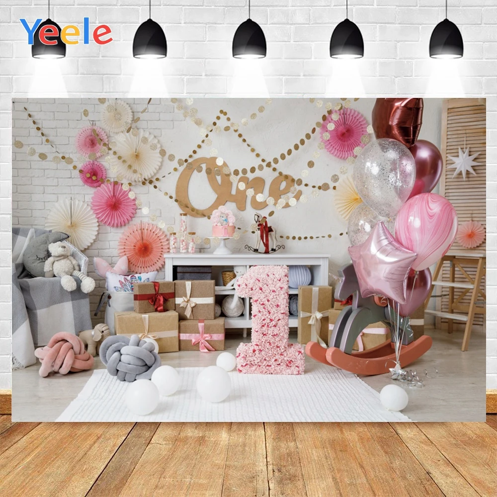 

Yeele Happy Birthday Balloon Golden Glitters Children Background Photography Baby Photo Studio for Decoration Customized Size