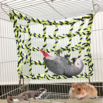 

Parrot Climbing Ladder Cotton Rope Net Cage Hanging Pet Activity Toy for Hamster Ferret Small Animal JAN88