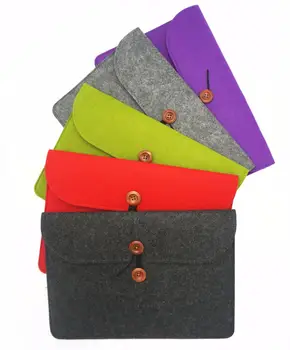 

Fashion Papers solid Wool felt archivador with button cowhide rope suitable for macbook surface A4 File Bag Folder
