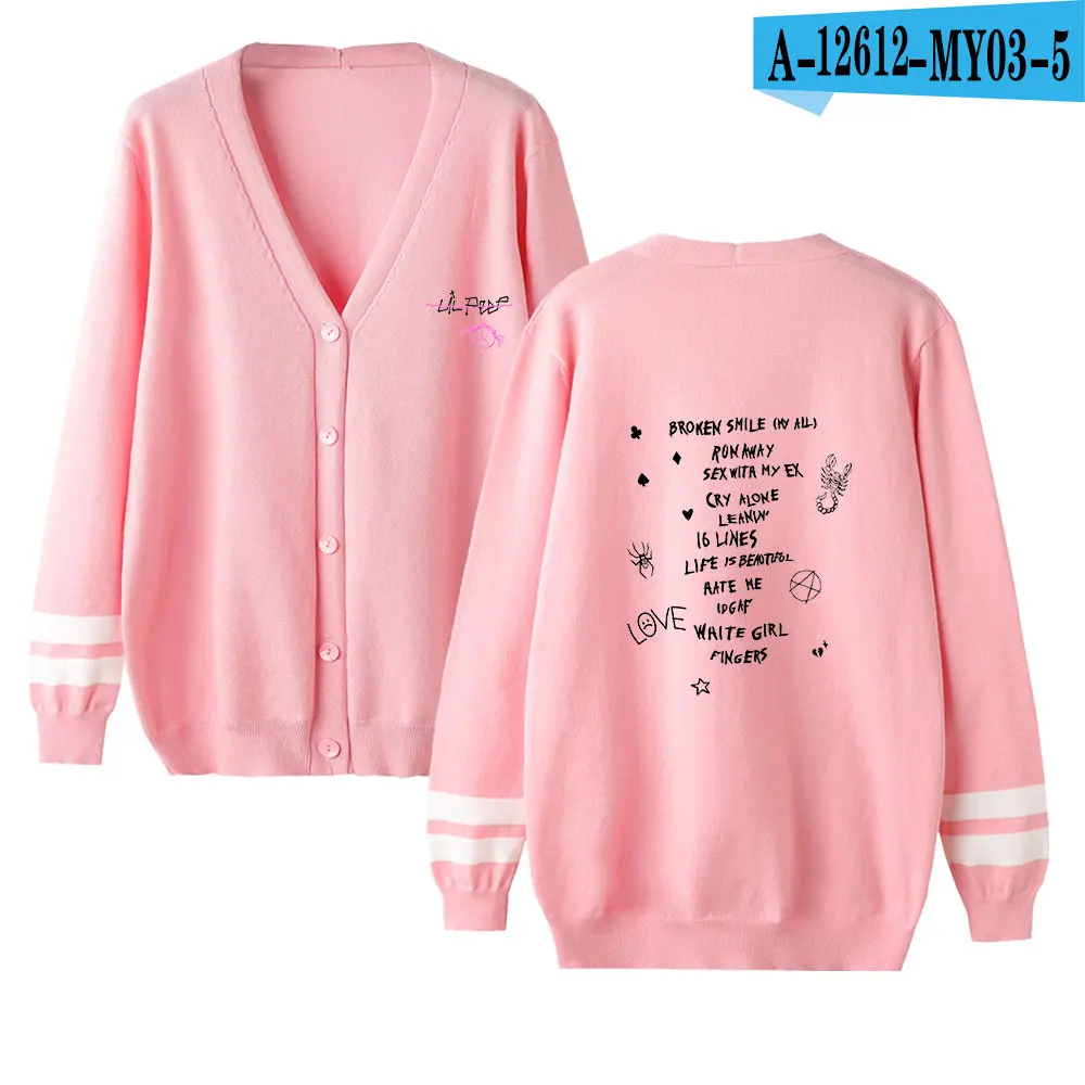 pink Lil открытый v-образный вырез мужской свитер-кардиган/женский Aikooki модный розовый Повседневный свитер Харадзюку lil открытый популярный свитер Повседневный Топ - Цвет: pink