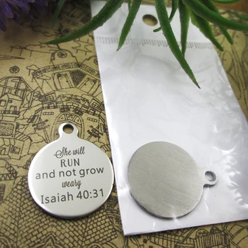 

10pcs--"She Will Run And Not Grow Weary isaiah"stainless steel charms 5 styles for choosing DIY Charms for necklace bracelets