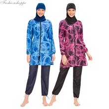 Мусульманский купальник, одежда с цветочным принтом, женский купальник, скромный купальник, мусульманская одежда для плавания, Moslim Zwempak, на молнии