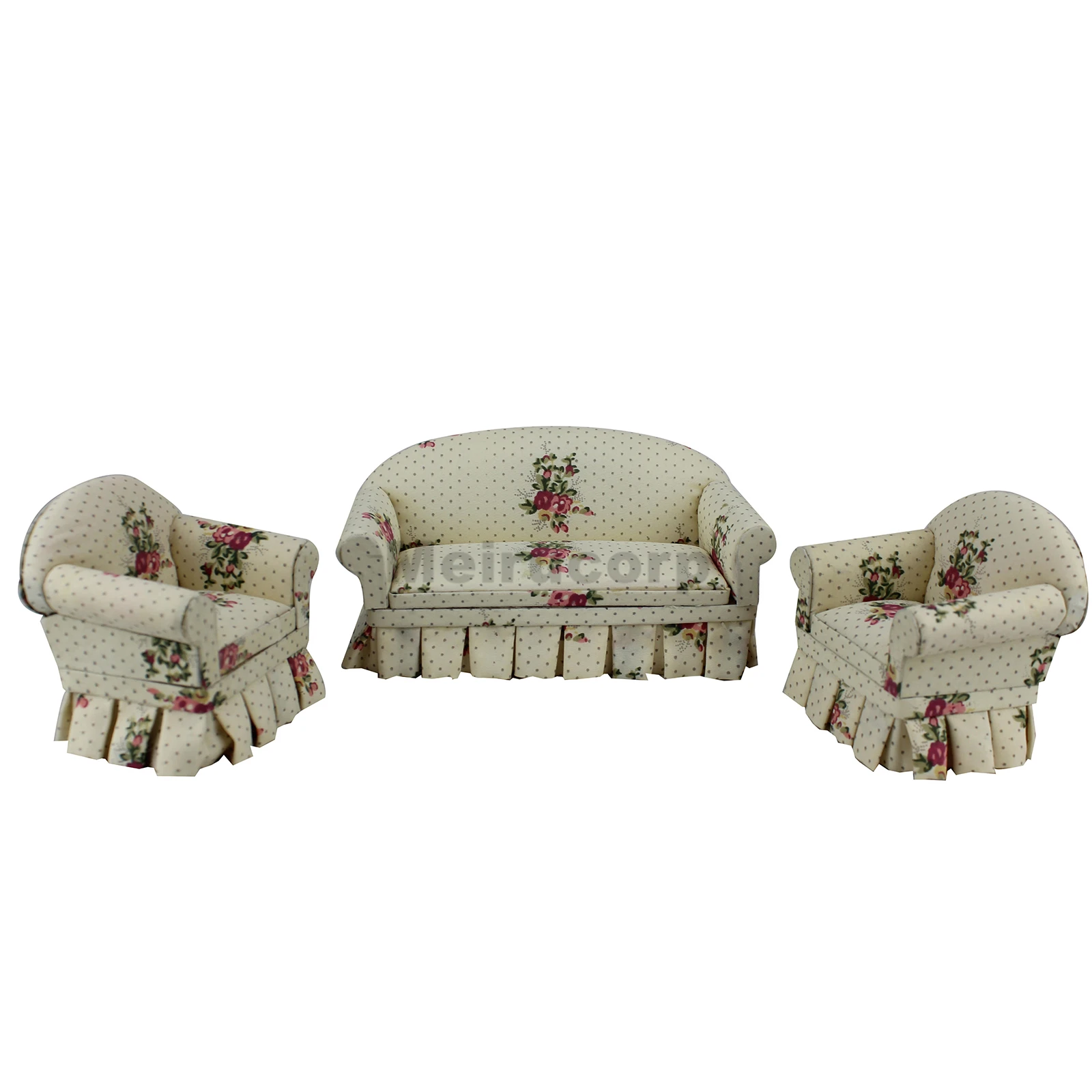 

Dollhouse 1/12 Scale Miniature furniture Living room fabric sofa and chair 3pcs set