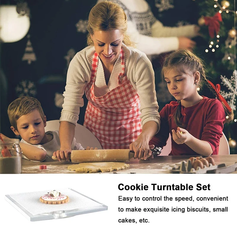 Clear Acrylic craft Cookie Decorating Turntable with Anti-Slip