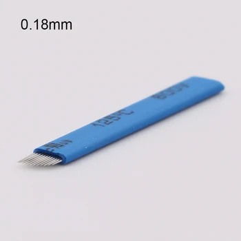 

500Pcs Blue 0.18mm Eyebrow Tattoo Bevel Microblading Needles 3D Embroidery Manual Tattoo Pen Blade Permanent Makeup Accessories
