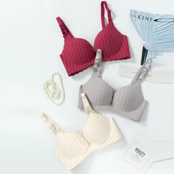 

Women Smooth Padded Bras Sexy Push Up Wire Free Brassieres Female Seamless Striped Bras for Women