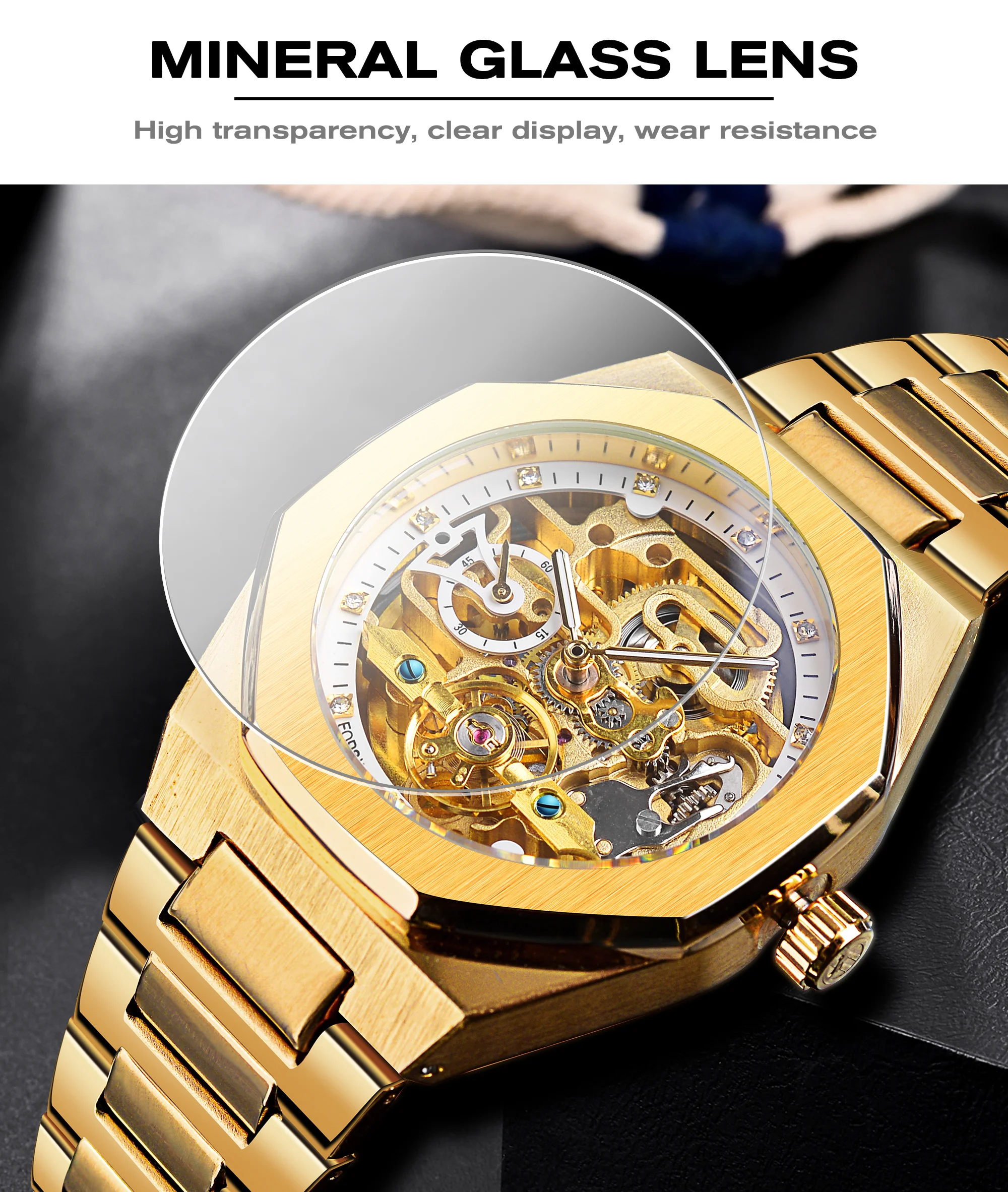 Forsining Golden Mechanical Watch Man Luxury Tourbillon Military Wristwatch Hollow New Men's Fashion Outdoor Watches Luminous_voghion.com