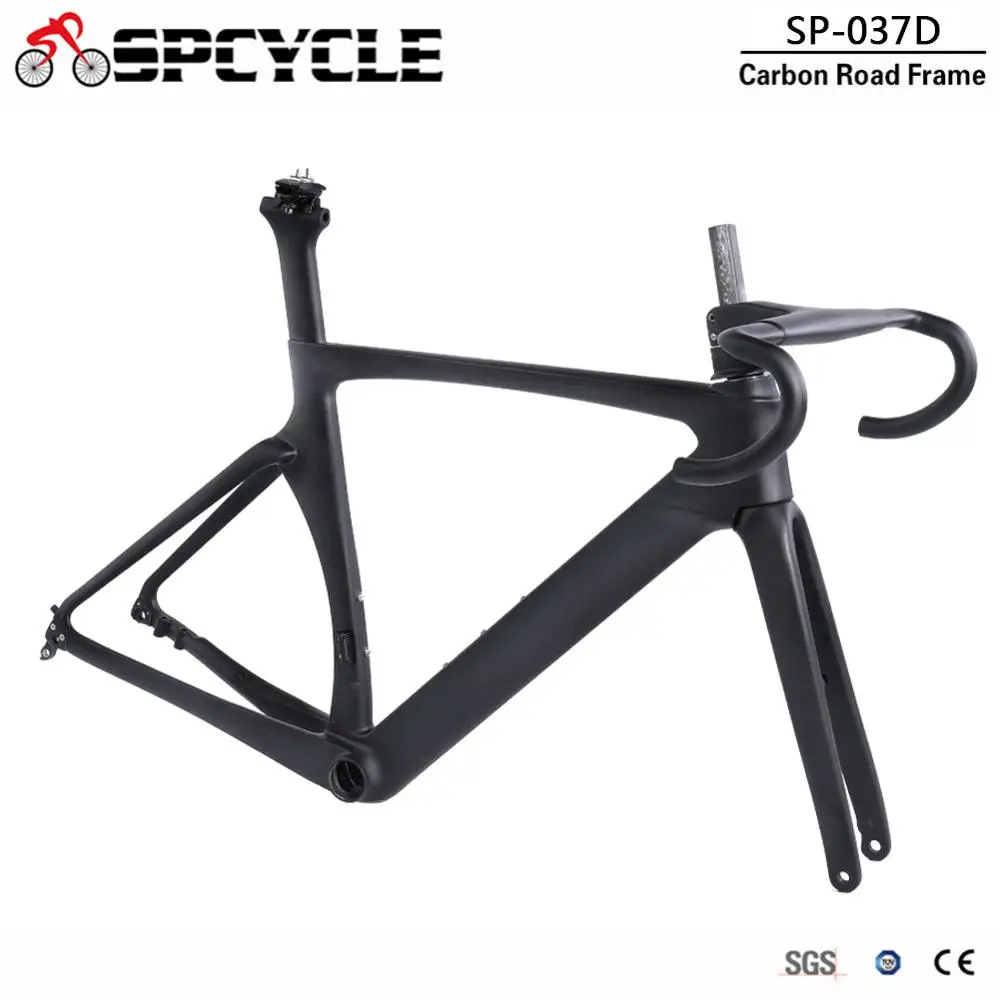 

Spcycle Aero T1000 Carbon Road Bike Frame Disc Brake Full internal Cable Routing Carbon Road Bicycle Frameset with Handlebar