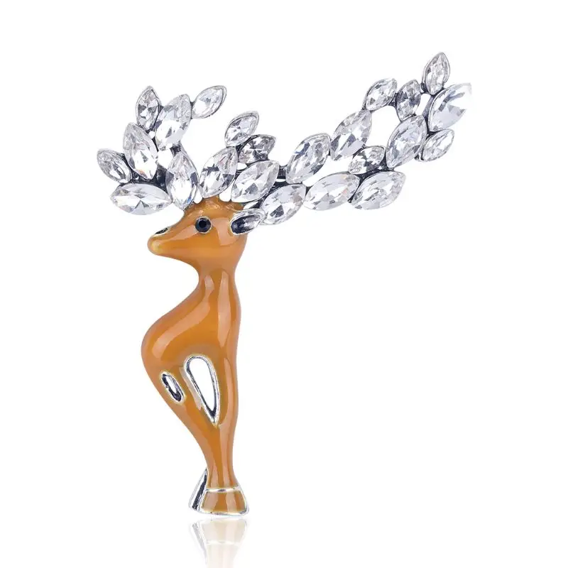 

Artificial Crystal Christmas Elk Brooch Pin Jewelry Dress Scarf Decoration Corsage T4MD