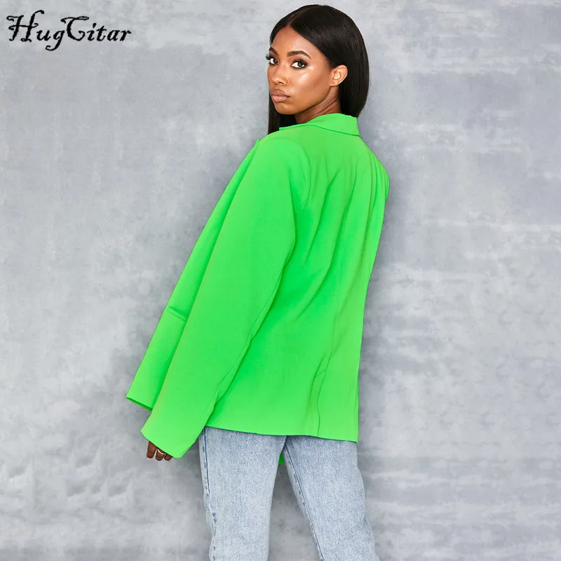Hugcitar long sleeve pure oversize coat blazer autumn winter women streetwear outfits windbreaker female tops