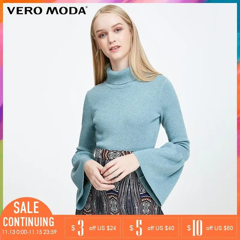 Veromoda Брендовые женские вязаные свитера с отложным воротником и расклешенными
