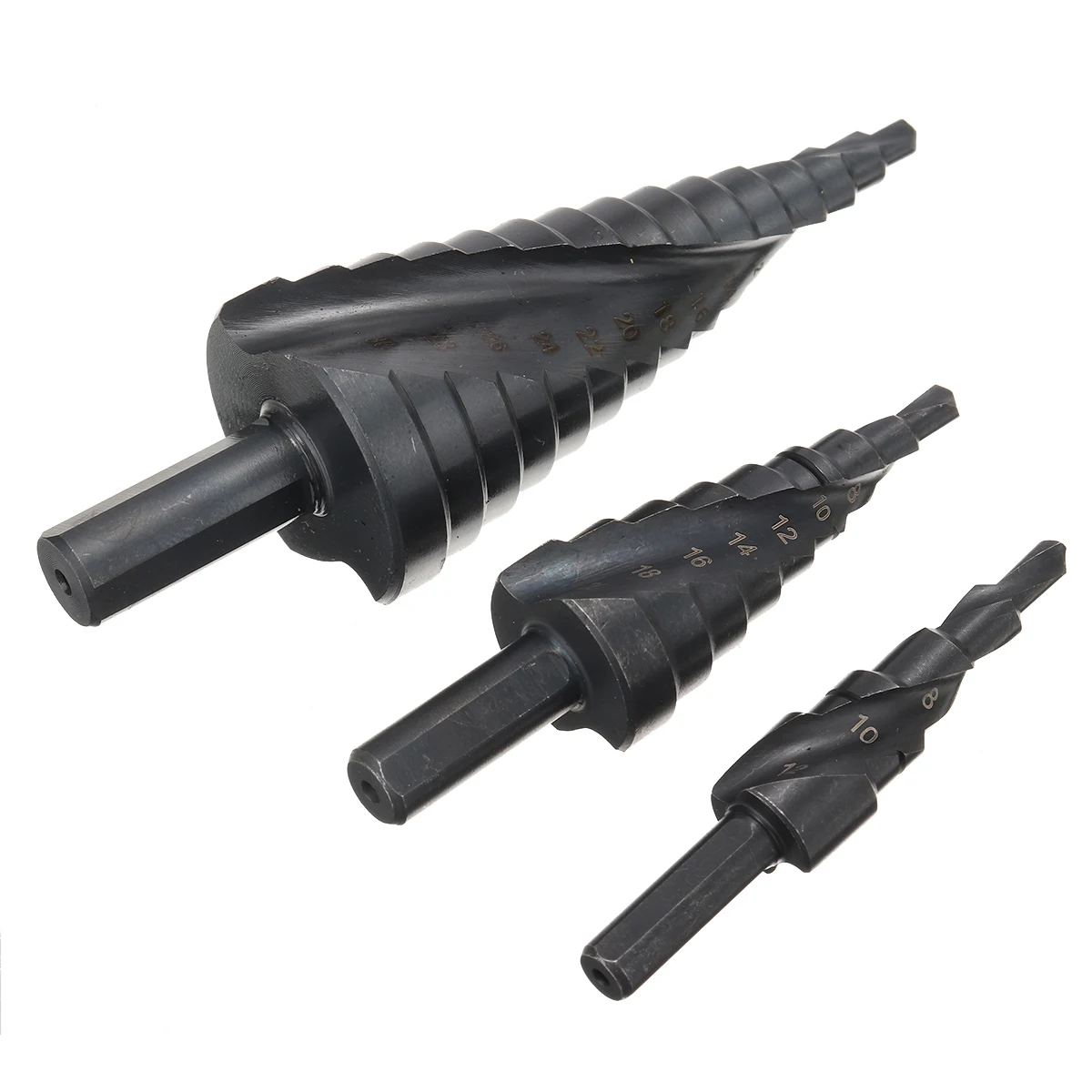 Комплект из 3 предметов на возраст от 4 до 12 лет/20/32mm HSS спираль Шаг сверло азотирования черный шарошечное буровое долото с резьбовой головкой, треугольная хвостовик дыропробивной пресс