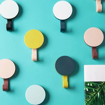 

8pcs Solid Color Free Punching Door Without Trace Nail Small Hook Clothes Hook Mounted Wall Hook Wall Hooks Decorative