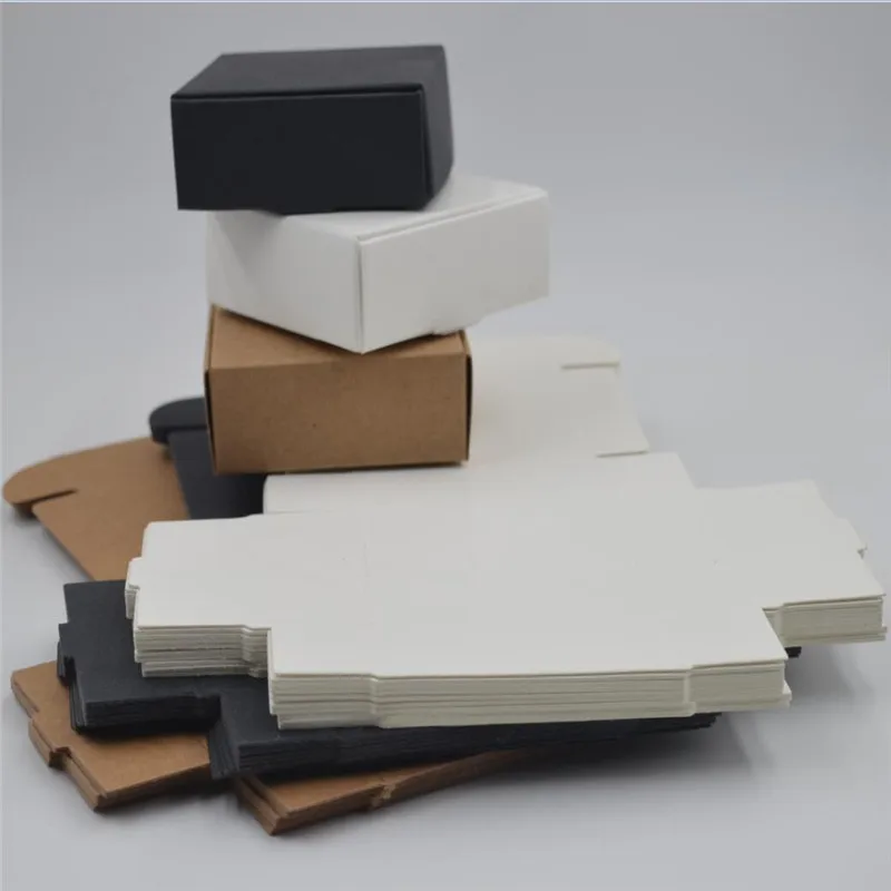 

50pcs Black Cardboard Handmade Paper Box Kraft Packaging Jewelry Box Small DIY Gift Display Package Box White 20 Sizes