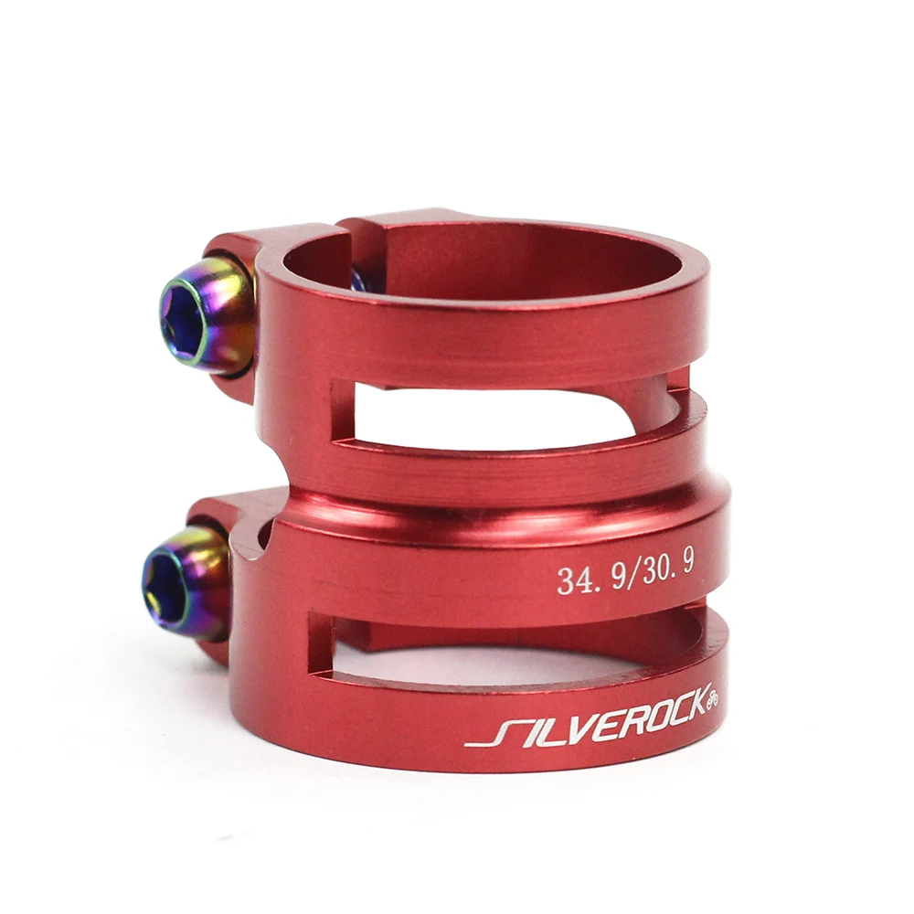 SILVEROCK Aluminum Double Seatpost Collar Clamp 27.2 / 31.8mm  31.8 / 34.9mm 30.9mm for Road Bike MTB Carbon Frame Balance Bike