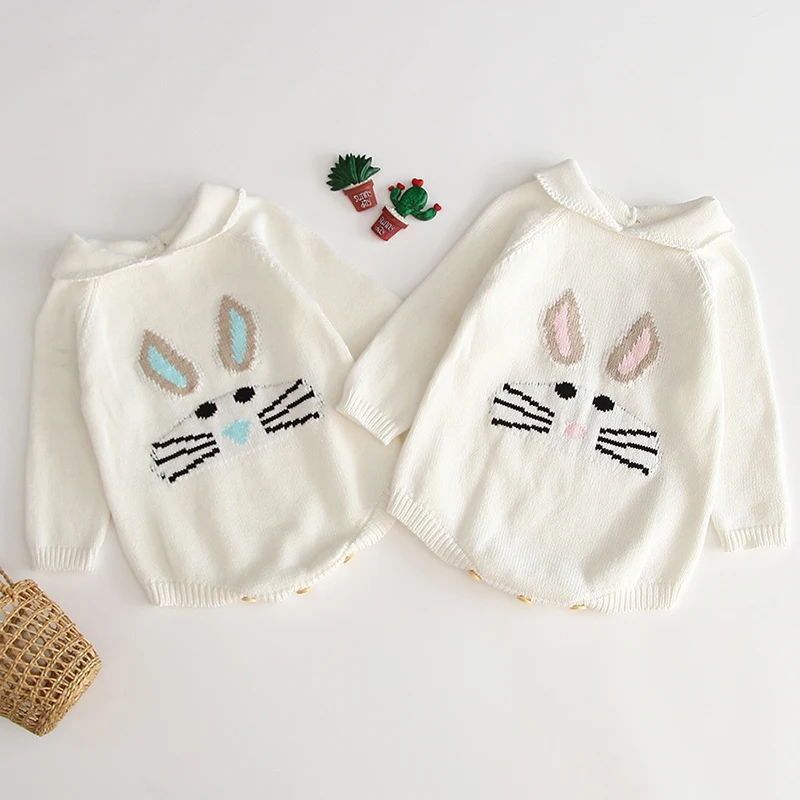 Комбинезон для маленьких мальчиков и девочек, осенняя вязаная одежда для новорожденных, зимний детский комбинезон, хлопковый Детский свитер с длинными рукавами, комбинезон