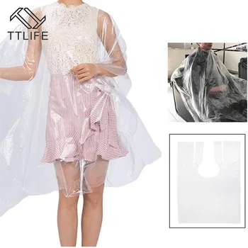 

50 Pcs Disposable Hairdressing Capes PE Waterproof Apron Cutting Perm Dye Hair Cape Barber Transparent Hairdressing Cloth Apron