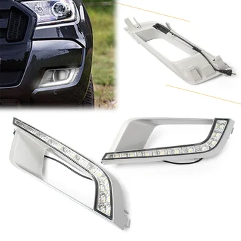 

Pair Car Day Light Indicators Waterproof Shockproof LED Fog Driving Light Daytime Running Work Lamps For Ford Ranger 2015-2016