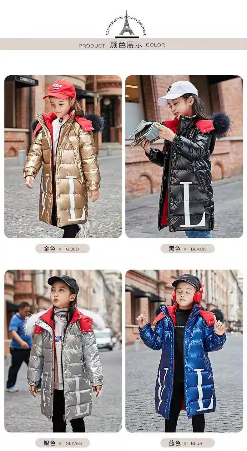 New Children Winter Warm down Jackets Girls& Boys Outerwear Coat Waterproof Parka Clothes Hooded Long-30 Degrees Coats For Kid