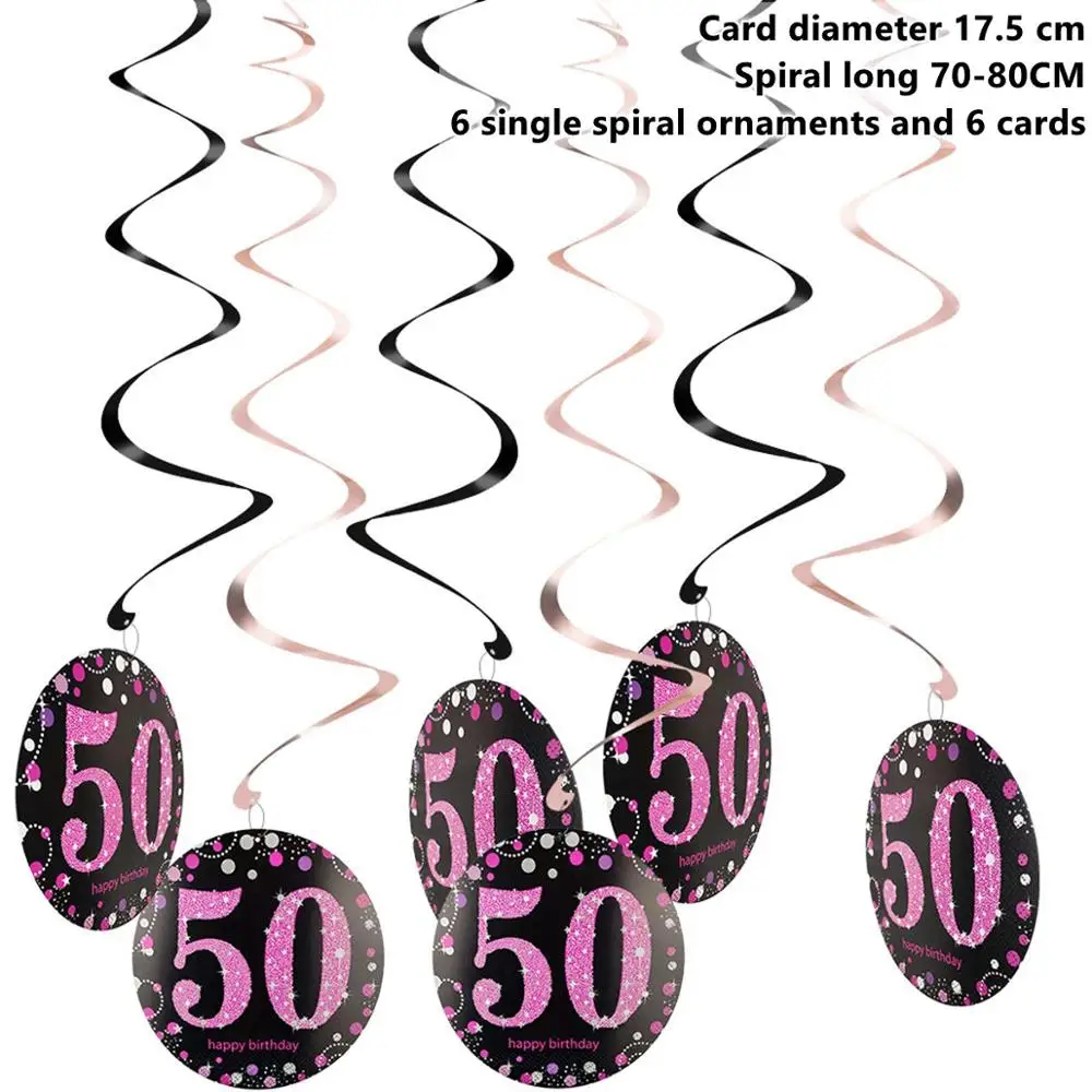 50th Pink Swirls Taoup Gold 50th Birthday Party Tableware Cups Plates Towels Table Cover Happy 50 Birthday Party Decors Adult Parents Grandparent - Цвет: 50th Pink Swirls